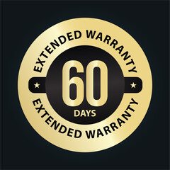extended warranty abstract '60 days extended warranty' vector symbol, golden premium vector isolated on dark background