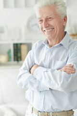 Fototapeta na wymiar portrait of happy senior man at home