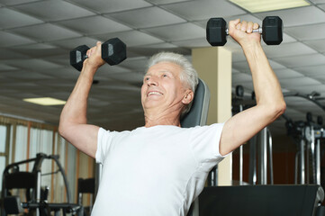 Elderly man in  gym