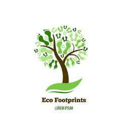 Tree with Green Eco Footprints as Nature Preservation Concept