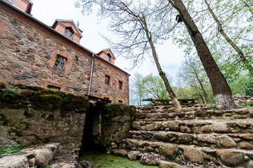 Old stone mill of the 19th century in the village of Dvorishche