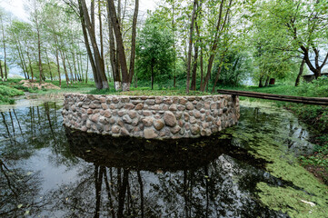 small island with a small bridge in the reserve