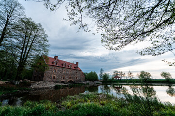 Old stone mill of the 19th century in the village of Dvorishche