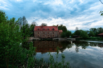 Old stone mill of the 19th century in the village of Dvorishche