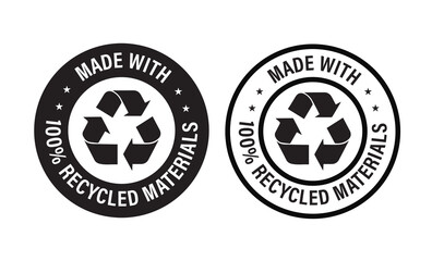 'made with 100% recycled materials' vector icon