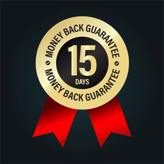 15 days money back guarantee vector golden icon