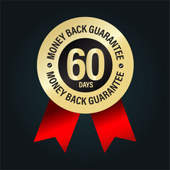 60 days money back guarantee vector icon