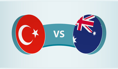 Turkey versus Australia, team sports competition concept.