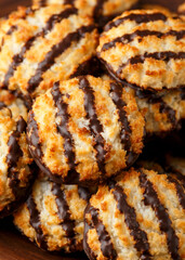 Coconut macaroons cookies with drizzle of chocolate. Gluten free