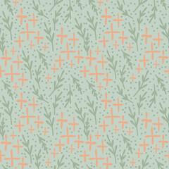 Pattern, postcard with flowers. Vector background of spring nature and flowers are drawn by hand in the style of doodles. Illustration for textiles with natural spring motifs. Vector illustration