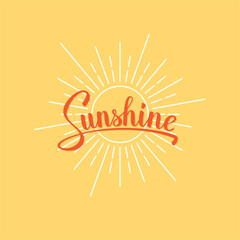 Sunshine. Hand drawn lettering, vector calligraphy text.