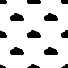 Black clouds seamless pattern isolated on white background.