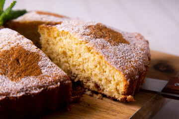 Cinnamon cake. Traditional Spanish recipe.