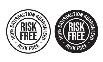 risk free- 100% satisfaction guaranteed vector icon set. black in color