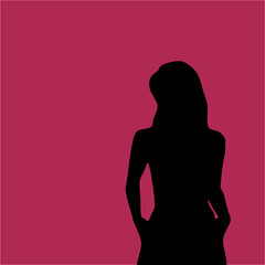 Woman standing color pink background