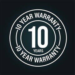 10 years warranty isolated  on dark backgrounds