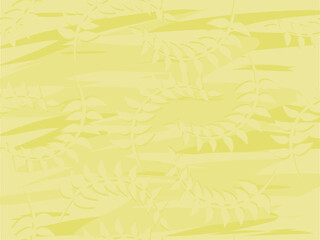 Yellow and gold background with texture and vintage laurel branches, leaves on a golden sand background.