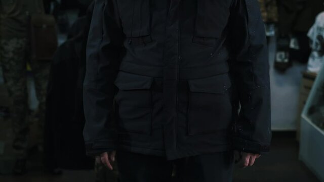splashing water on the jacket