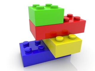 Abstract construction from various toy bricks