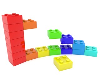 Unfinished abstract business concept from colored toy bricks