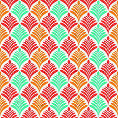 Colorful art deco floral pattern design