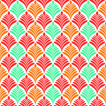 Colorful art deco floral pattern design
