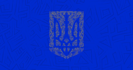 The state coat of arms of Ukraine.
30 years of independence.
Abstract line art trident poster.