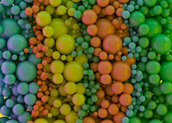 Many colorful plastic balls abstract background. 3D illustration