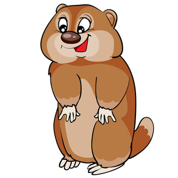 cute gopher character in brown color, cartoon illustration, isolated object on white background, vector,