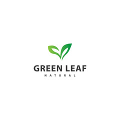 Green Leaf logo design template vector icon illustration