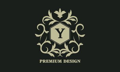 Luxurious monogram with the letter Y. Emblem boutique, antiques, hotel, restaurant, cafe, heraldry, jewelry, postcards.