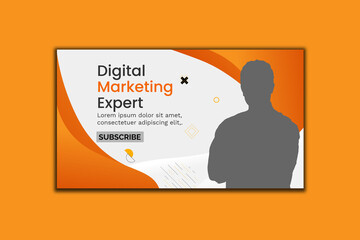 Digital Marketing YouTube Thumbnail Template Design and Web Banner