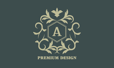 Decorative elegant logo icon letter A. Vector monogram for logo of boutique, hotel, restaurant, business, flyer.