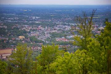 Widok z góry na panoramę miasta Bielsko-Biała