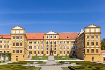 Fototapeta na wymiar Front facade of the historic castle in Jaromerice nad Rokytnou, Czech Republic