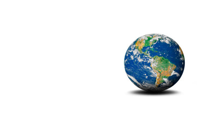 Earth globe on white background with copy space, World environment day concept. Elements of this image furnished by NASA