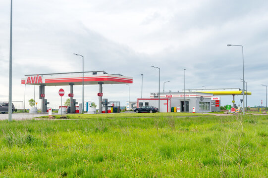 Wojanowo, Poland - May 18, 2021: Avia gas station, Swiss oil and gas company service.