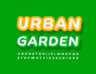 Naklejka premium Vector trendy concept Urban Garden. Green sticker Font. Creative Alphabet Letters and Numbers set