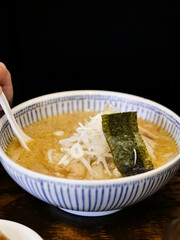 bowl of japanese ramen noodle soup