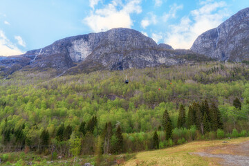 View of the Nordfjord from the village of Loen in Stryn Municipality in Vestland county, Norway.