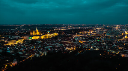 Night view of Prague from Petrin Tower - January 2018