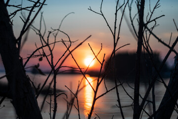 Fototapeta premium sunset on the lake