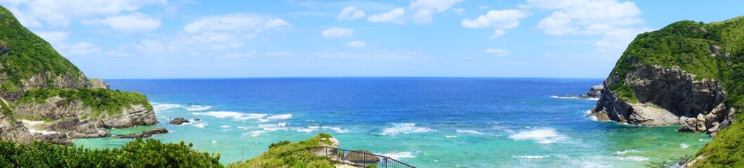 Chishi observation deck in Zamami island, Okinawa, Japan. Panoramic view - 日本 沖縄 座間味島 チシ展望台 パノラマ