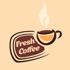 Fresh coffee. Vector sticker