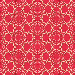Background pattern with decorative ornament on a red background, vintage wallpaper. Seamless pattern, texture. Vector image