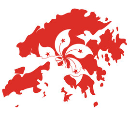Map Flag of Hong Kong isolated on white background. Vector illustration eps 10