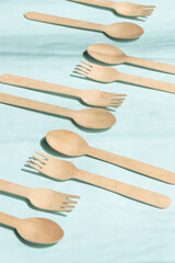 Eco friendly disposable tableware from natural materials.  Ecology, recycling, no plastic, zero waste concept
