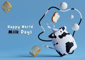 world milk celebration with the theme of refreshing cow's milk and healthy bread