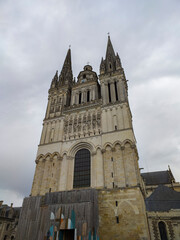 Fototapeta premium Attractions of the city of Angers, in France, beautiful old gothic church