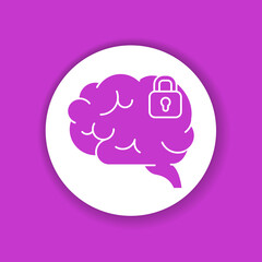 Brain blocking glyph color icon. Symptom of dementia.